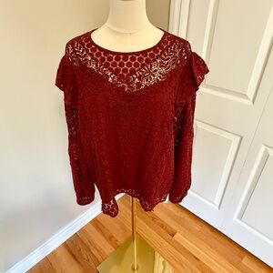 Express Burgundy Lace Blouse